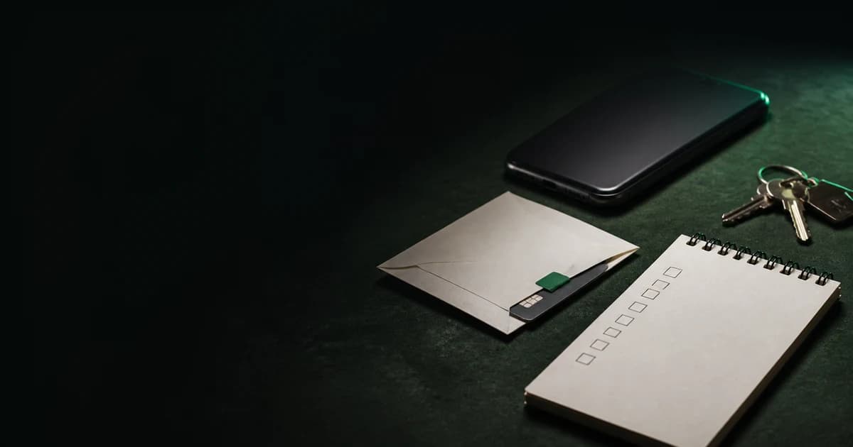 A phone placed face down beside a written match-day safety plan, payment card, and house keys